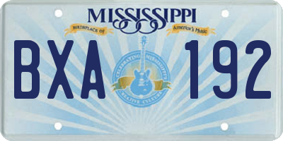 MS license plate BXA192