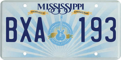 MS license plate BXA193