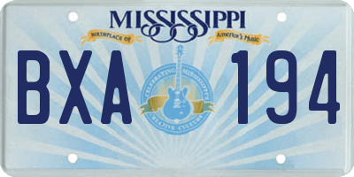 MS license plate BXA194