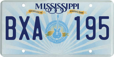 MS license plate BXA195
