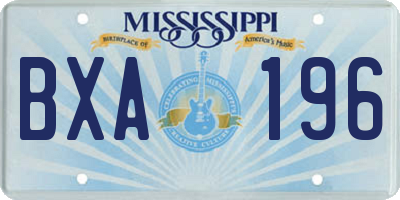 MS license plate BXA196