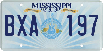 MS license plate BXA197