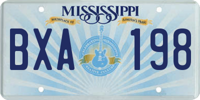 MS license plate BXA198