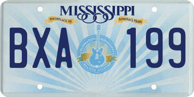 MS license plate BXA199