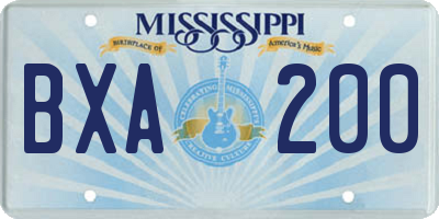 MS license plate BXA200