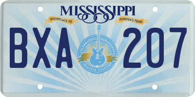 MS license plate BXA207