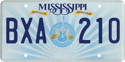 MS license plate BXA210