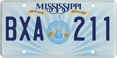 MS license plate BXA211