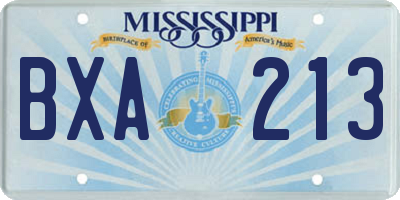 MS license plate BXA213