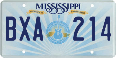 MS license plate BXA214