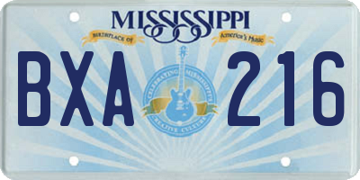 MS license plate BXA216