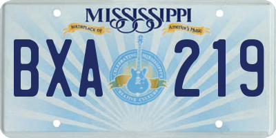 MS license plate BXA219
