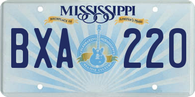 MS license plate BXA220