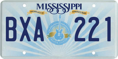 MS license plate BXA221