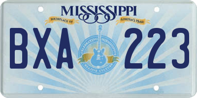 MS license plate BXA223