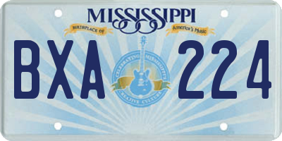MS license plate BXA224