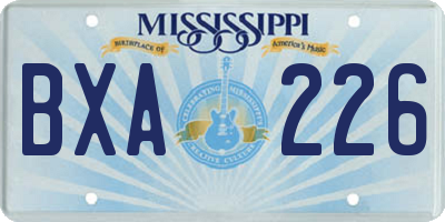 MS license plate BXA226
