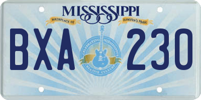 MS license plate BXA230