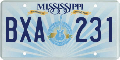 MS license plate BXA231