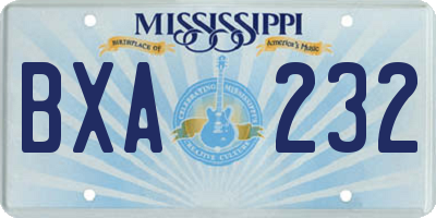 MS license plate BXA232