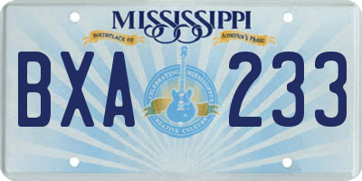 MS license plate BXA233