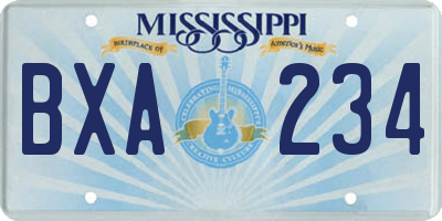MS license plate BXA234