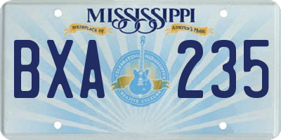 MS license plate BXA235