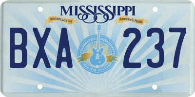 MS license plate BXA237