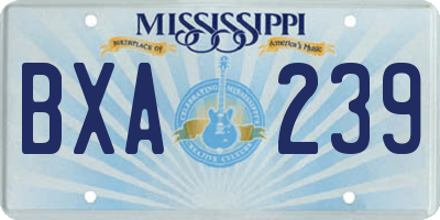 MS license plate BXA239
