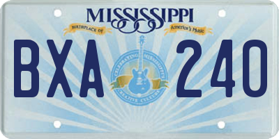 MS license plate BXA240