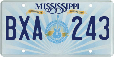 MS license plate BXA243