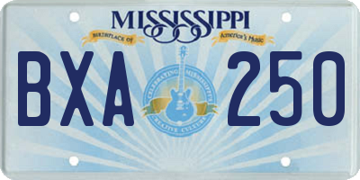 MS license plate BXA250