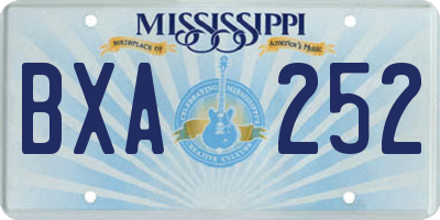 MS license plate BXA252