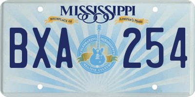 MS license plate BXA254