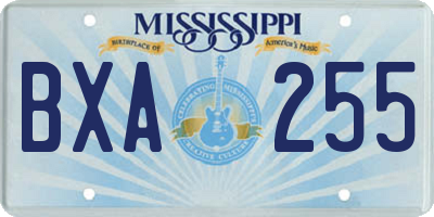 MS license plate BXA255
