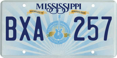 MS license plate BXA257