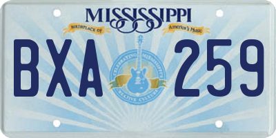 MS license plate BXA259