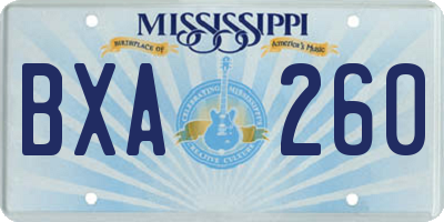 MS license plate BXA260