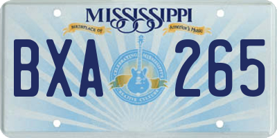 MS license plate BXA265