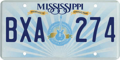 MS license plate BXA274
