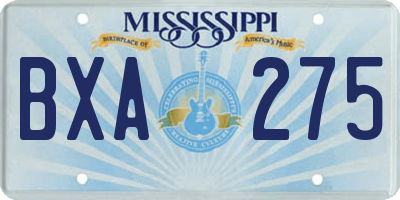 MS license plate BXA275