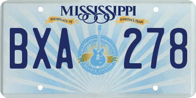 MS license plate BXA278