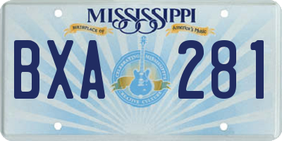 MS license plate BXA281