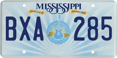 MS license plate BXA285