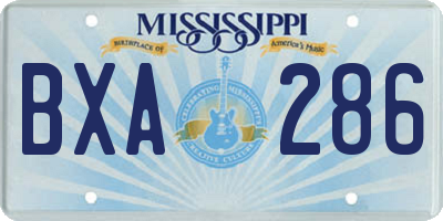 MS license plate BXA286