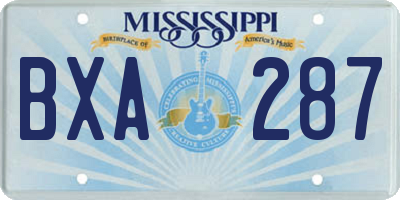 MS license plate BXA287