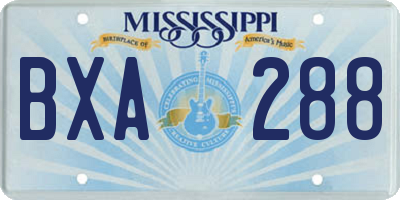 MS license plate BXA288
