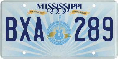 MS license plate BXA289