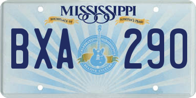 MS license plate BXA290