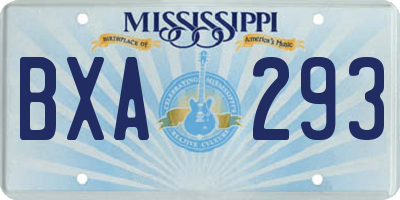 MS license plate BXA293